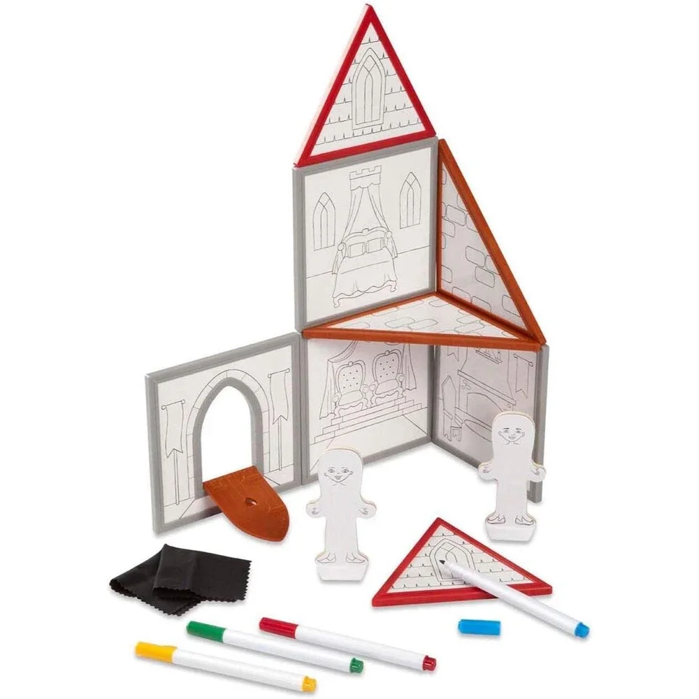 Melissa & Doug Magentivity Magnetic Dress-Up Play Set – Draw & Build Castle